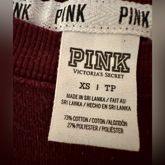 PINK Burgundy Sweater with Brand Name XS - Picture 5 of 5